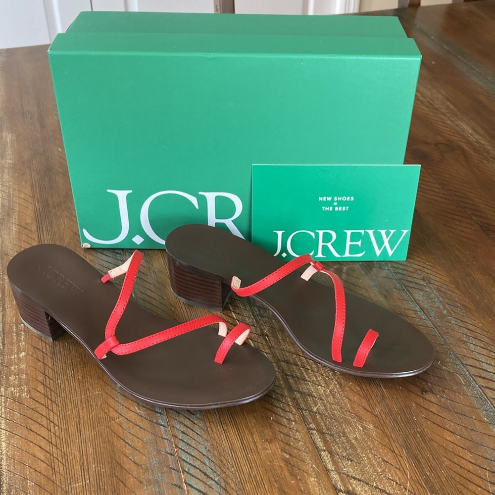 Women’s J.Crew Sandal Shoe Toe Ring Sandal Red New NWT size 9 - Picture 2 of 7